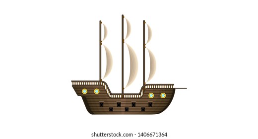 Isolated side view of a sailboat - Vector