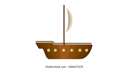 Isolated side view of a sailboat - Vector