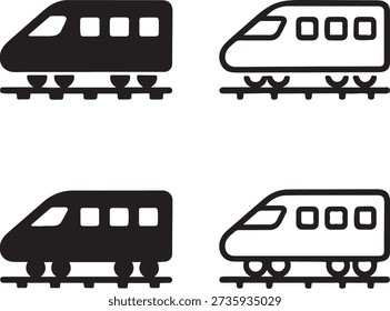 Isolated Side View Train Icon, Side View Train Transport, Side View Train Travel, Modern Passenger Train Symbol, Railway Transportation Illustration, Isolated White Background Vector
