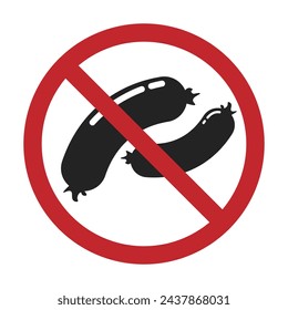 Isolated sign food with not contained animal parts, with illustration of sausage