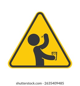 Isolated sign of a person taking medicine and holding a glass of water, symbolizing health and wellness icon.