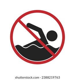 Pictograma de signos aislados no nadan para la piscina, área de agua, lago, playa, precauciones de peligro marítimo