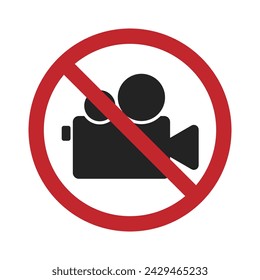 Isolated sign pictogram of do not take video, no picture, no camera allowed