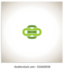 Isolated sign symbol of 4 linked chain. The vector logo, which symbolizes the union or association of two or four objects or hidden number, consisting of a combination of 8 and 0.