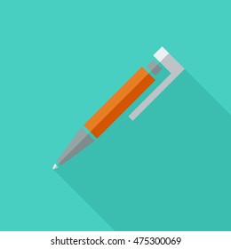 Isolated sign symbol of ballpoint pen. Vector icon Illustration of a flat design.