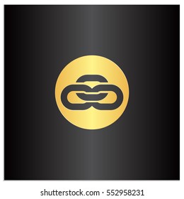 Isolated sign symbol of three linked chain. The vector logo, which symbolizes the union or association of three objects.