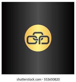 Isolated sign symbol of three linked chain. The vector logo, which symbolizes the union or association of three objects or hidden symbol, consisting of any combinations of C, O, d, p and 0.