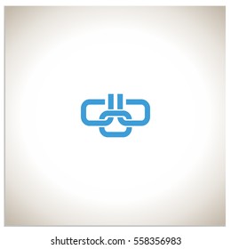 Isolated sign symbol of three linked chain. The vector logo, which symbolizes the union or association of three objects or hidden symbol, consisting of any combinations of b, o and 0.