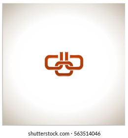 Isolated sign symbol of three linked chain. The vector logo, which symbolizes the union or association of three objects or hidden symbol, consisting of any combinations of b, o and 0.