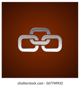 Isolated sign symbol of three linked chain. The vector logo, which symbolizes the union or association of three objects or hidden symbol, consisting of any combinations of C, 0 and O.