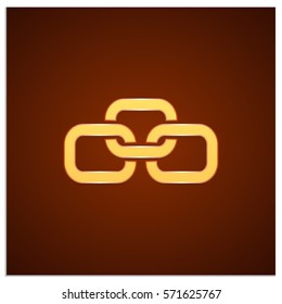 Isolated sign symbol of three linked chain. The vector logo, which symbolizes the union or association of three objects or hidden symbol, consisting of any combinations of C, 0 and O.