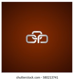 Isolated sign symbol of three linked chain. The vector logo, which symbolizes the union or association of three objects or hidden symbol, consisting of any combinations of C, O, d, p and 0.