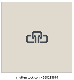 Isolated sign symbol of three linked chain. The vector logo, which symbolizes the union or association of three objects or hidden symbol, consisting of any combinations of o, and a.