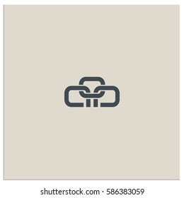 Isolated sign symbol of three linked chain. The vector logo, which symbolizes the union or association of three objects or hidden symbol, consisting of any combinations of o, a, p and b.