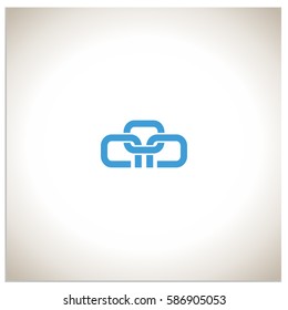 Isolated sign symbol of three linked chain. The vector logo, which symbolizes the union or association of three objects or hidden symbol, consisting of any combinations of o, a, p and b.