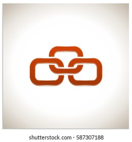 Isolated sign symbol of three linked chain. The vector logo, which symbolizes the union or association of three objects or hidden symbol, consisting of any combinations of C, 0 and O.