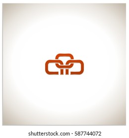 Isolated sign symbol of three linked chain. The vector logo, which symbolizes the union or association of three objects or hidden symbol, consisting of any combinations of o, a, p and b.