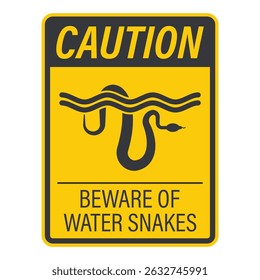 Isolated sign of underwater snake symbolizing danger and safety warning in rivers, seas, pools, lakes, and coastal waters.