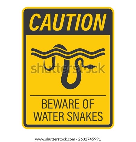 Isolated sign of underwater snake symbolizing danger and safety warning in rivers, seas, pools, lakes, and coastal waters.