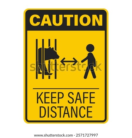 Isolated sign warning 'Beware of Bear' with bear pictogram illustration, reminding to be cautious of bears