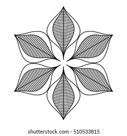 Isolated silhouette of abstract flower design
