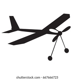 Isolated silhouette of an airplane toy, Vector illustration