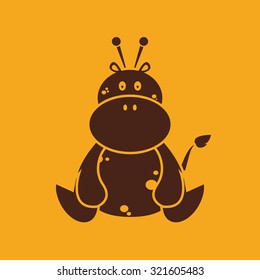 Isolated silhouette of an animal on a colored background
