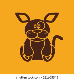 Isolated silhouette of an animal on a colored background
