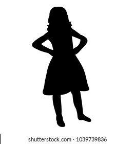  isolated silhouette of baby, little girl in dress