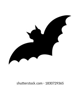 Isolated silhouette of a bat on a white background