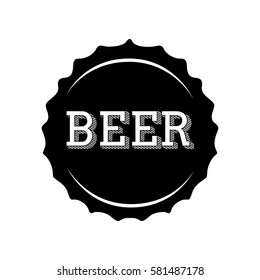 Isolated silhouette of a beer bottle cap, Vector illustration