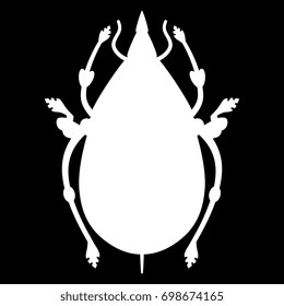 Isolated silhouette of a beetle. White image on black background.
