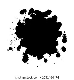 Isolated silhouette of a black ink blob. Grunge element for design. 