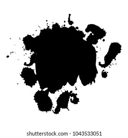 Isolated silhouette of a black ink blob. Grunge element for design. 