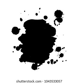 Isolated silhouette of a black ink blob. Grunge element for design. 