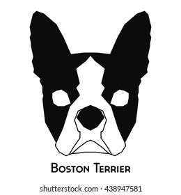 Isolated silhouette of a boston terrier on a white background