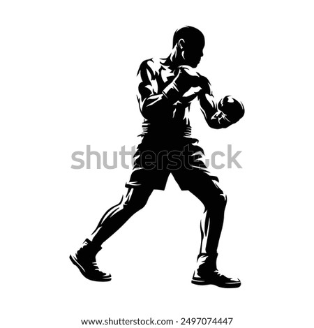 isolated silhouette of boxer on white background