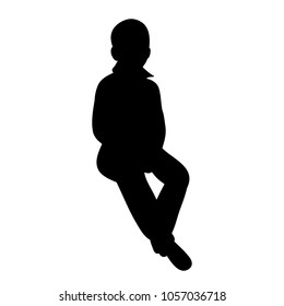  isolated silhouette of a boy sitting