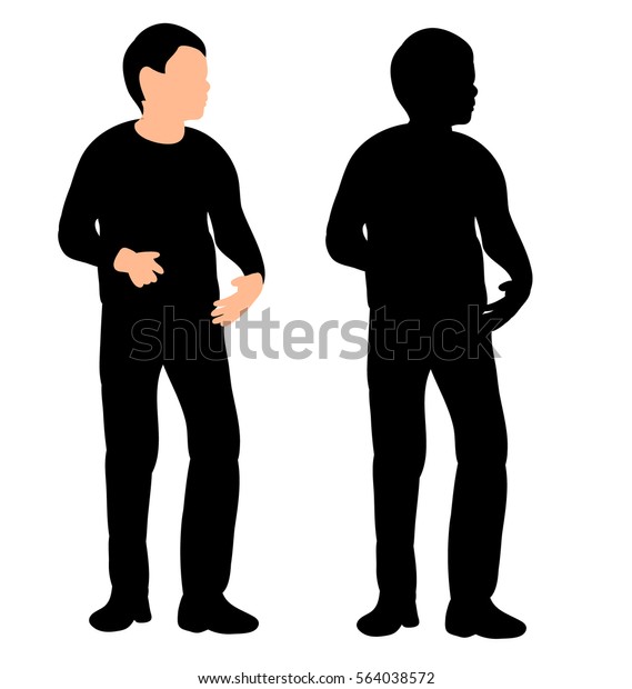 Isolated Silhouette Boy Standing Unsure Stock Vector (Royalty Free ...