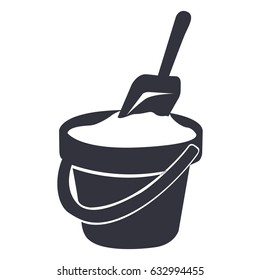 Isolated silhouette of a bucket and a shovel, Vector illustration