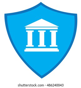 Isolated silhouette of a building on a heraldry shield, Vector illustration