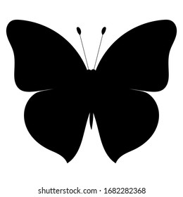 isolated, silhouette of a butterfly, on a white background