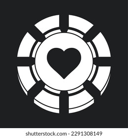 Isolated silhouette of a casino roulette coin icon Vector