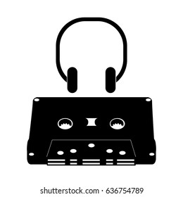 Isolated silhouette of a cassette, Vector illustration