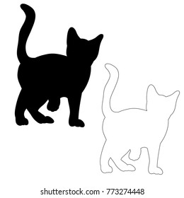 isolated silhouette cat, outline