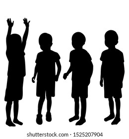 isolated, silhouette of a child on a white background, boys friends