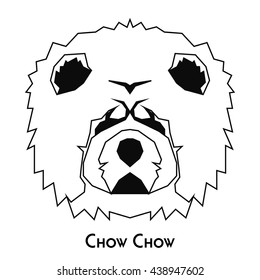 Isolated silhouette of a chow chow on a white background
