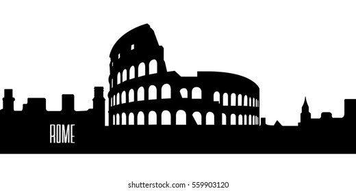 Isolated silhouette cityscape of Rome, Vector illustration