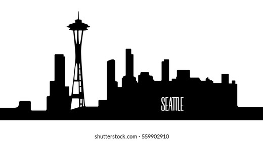 Isolated silhouette cityscape of Seattle, Vector illustration