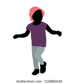  isolated, silhouette in colored clothes, baby girl